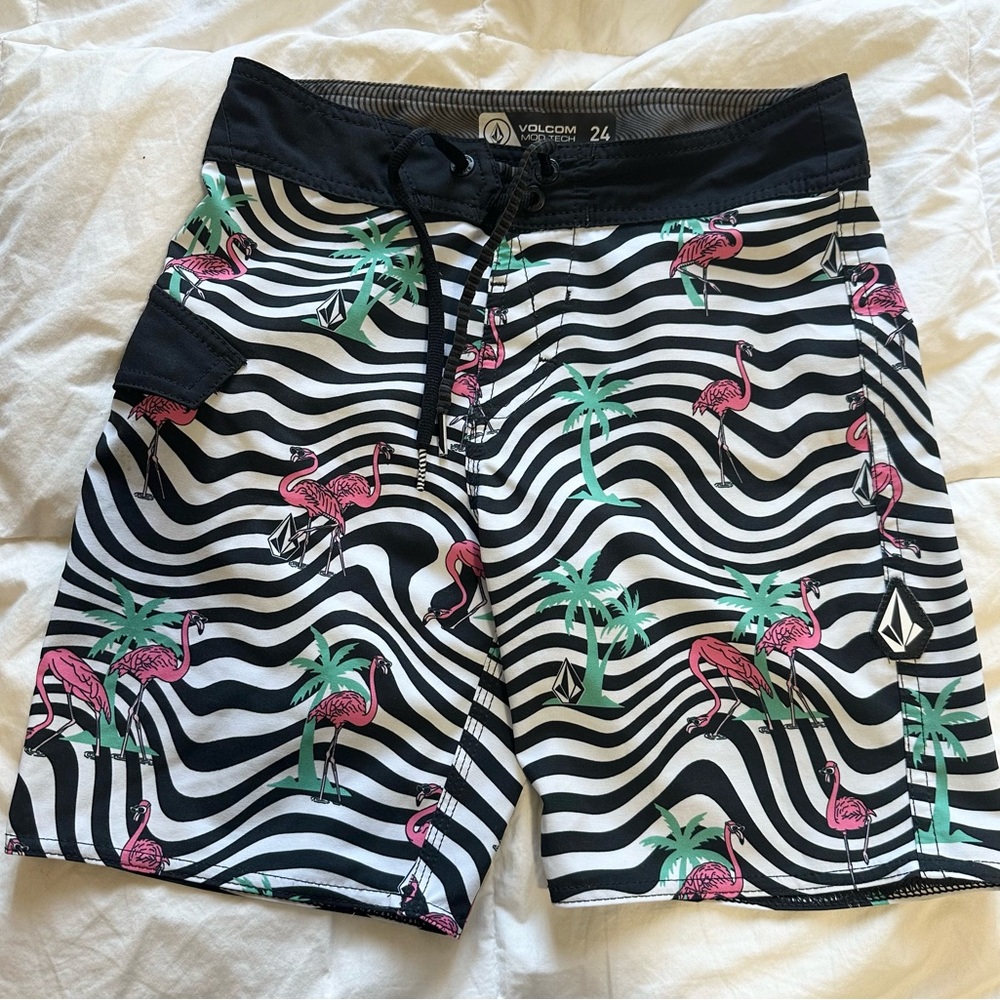 Volcom Boys Zebra Stripe Flamingo Swim Shorts